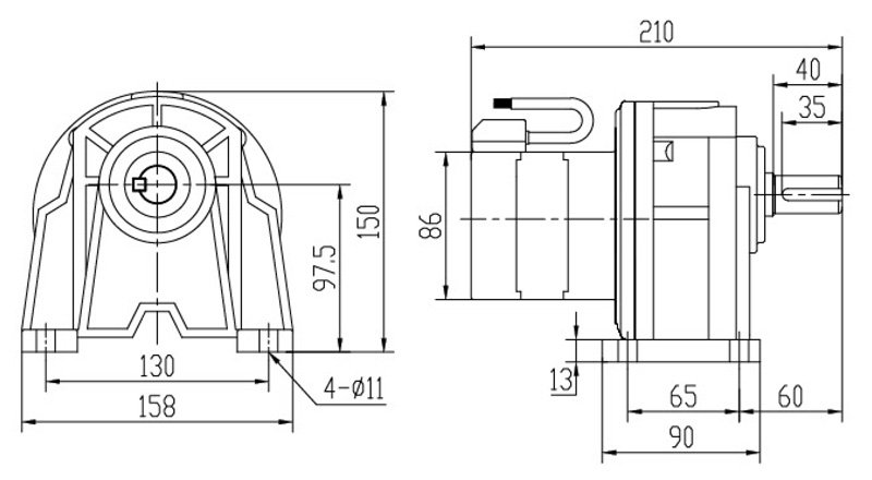 SH22-100W微型永磁减速电机图纸